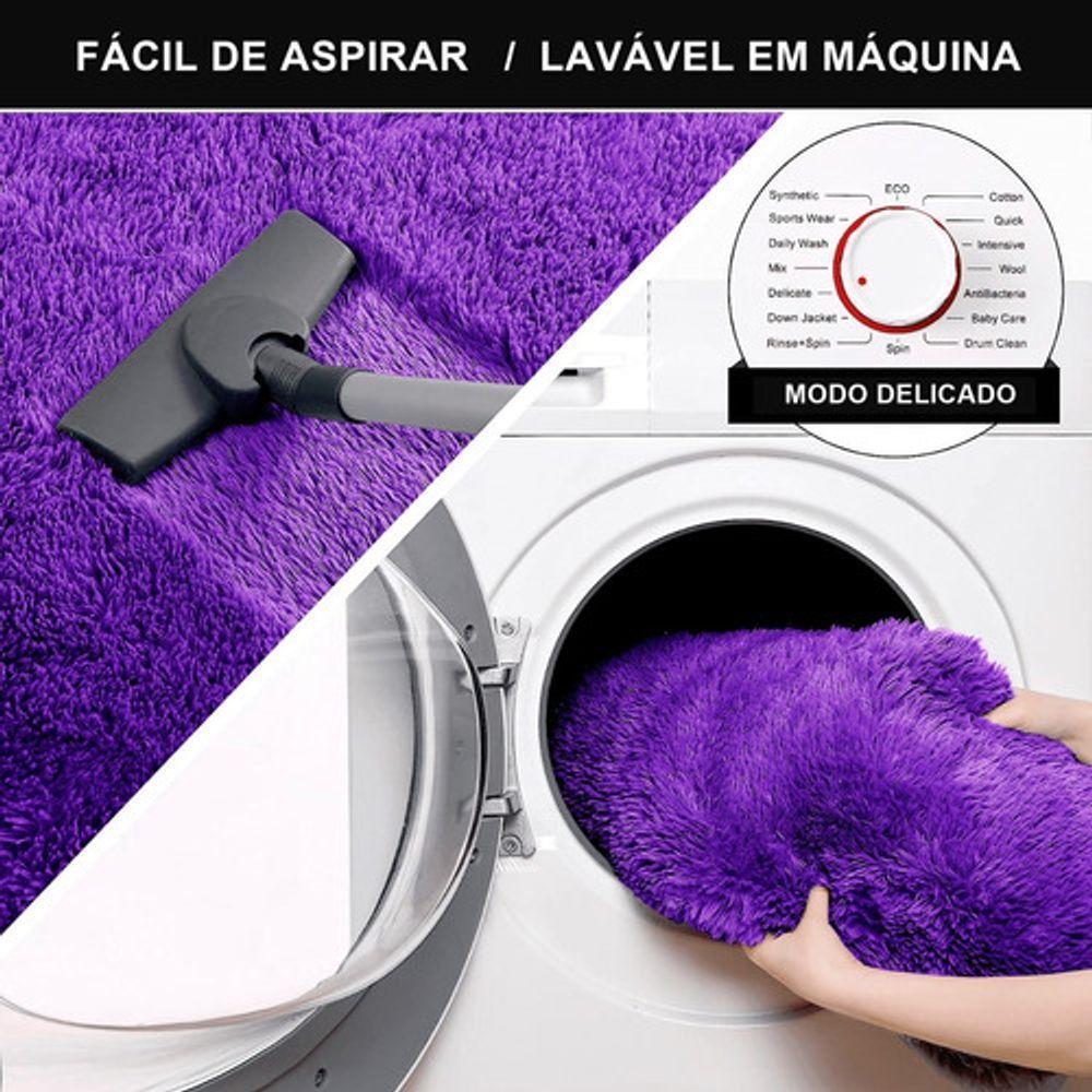Passadeira Quarto Felpudo Peludo Roxo 60 X 180 Cm - 4