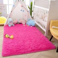 Tapete Sala Felpudo Peludo Rosa 100 X 120 Cm - 1