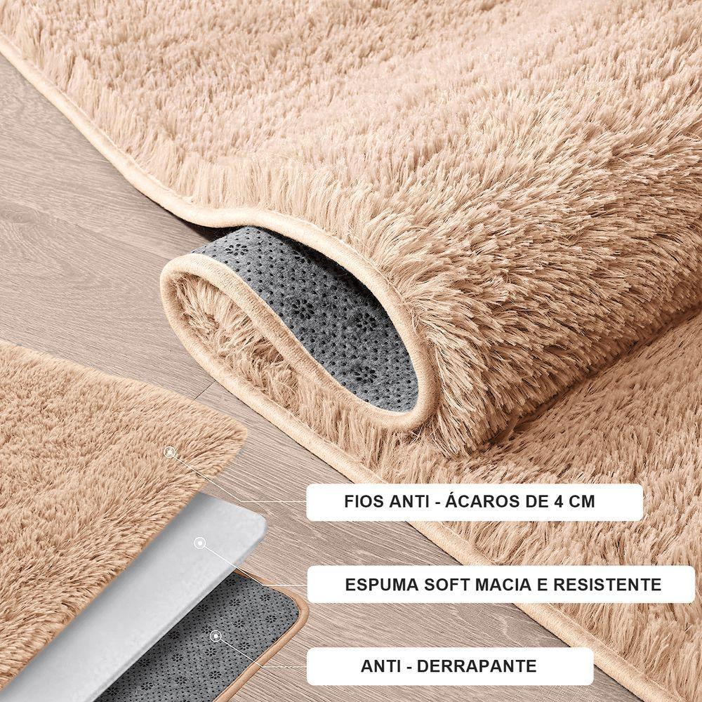 Kit Tapete Banheiro Felpudo Peludo Bege 40 X 60 Cm - 2