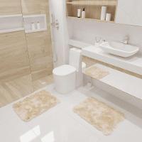 Kit Tapete Banheiro Felpudo Peludo Bege 40 X 60 Cm - 1