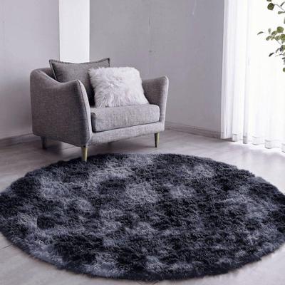 Tapete Sala Felpudo Peludo Mesclado Preto Redondo 140 Cm