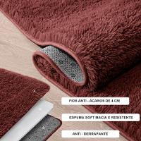 Passadeira Quarto Felpudo Peludo Marrom 60 X 180 Cm - 3