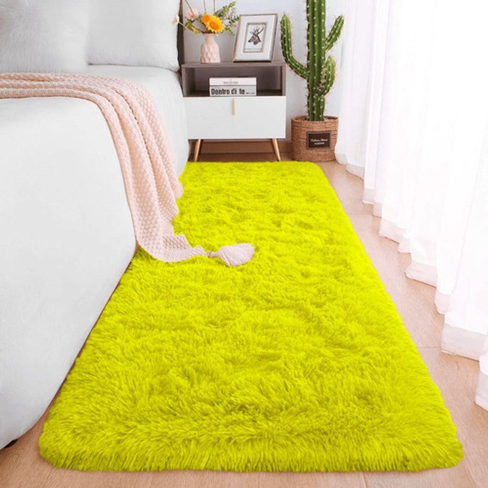 Passadeira Quarto Felpudo Peludo Amarelo 60 X 180 Cm - 1