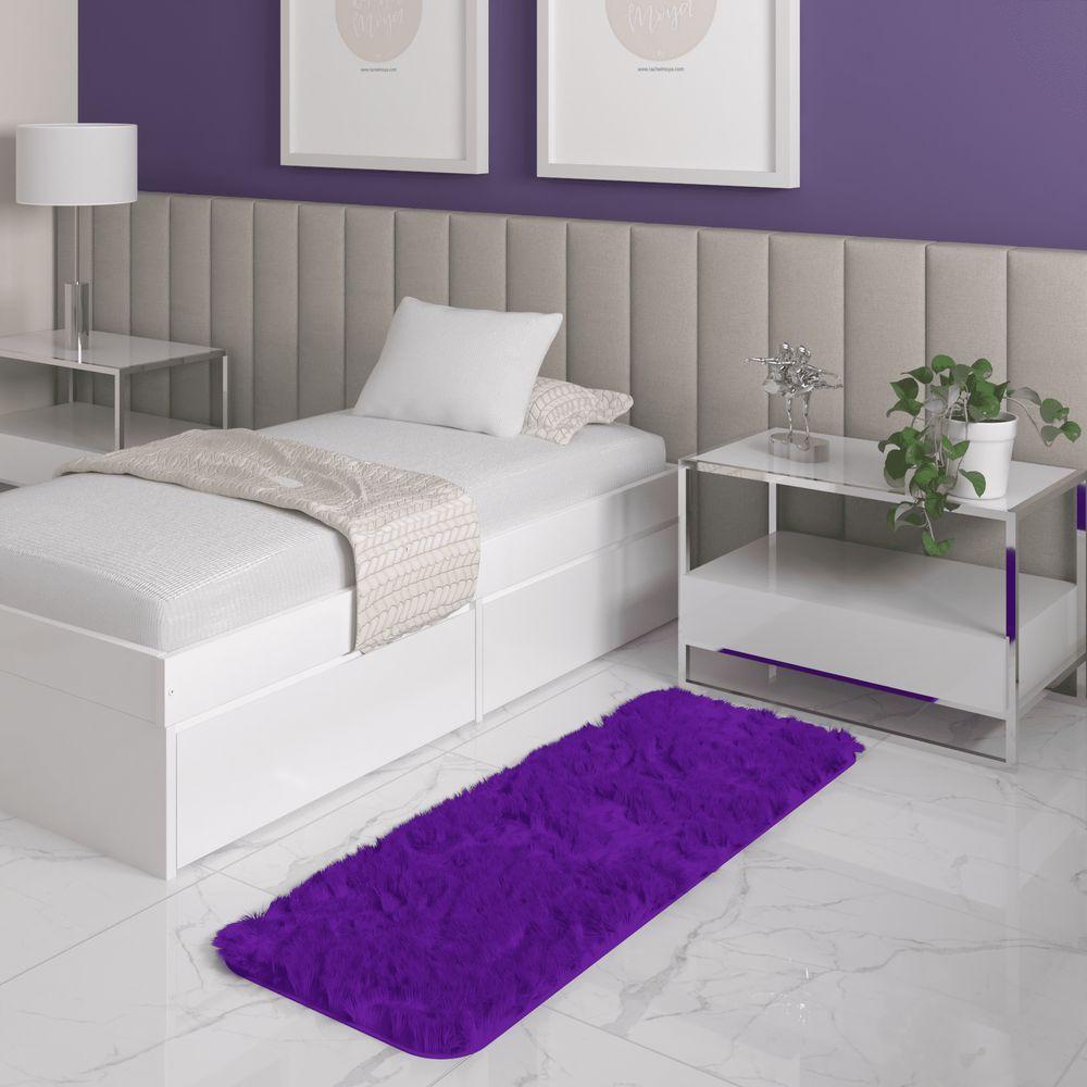 Tapete Passadeira Quarto Antiderrapante Roxo 50 X 140 Cm - 1