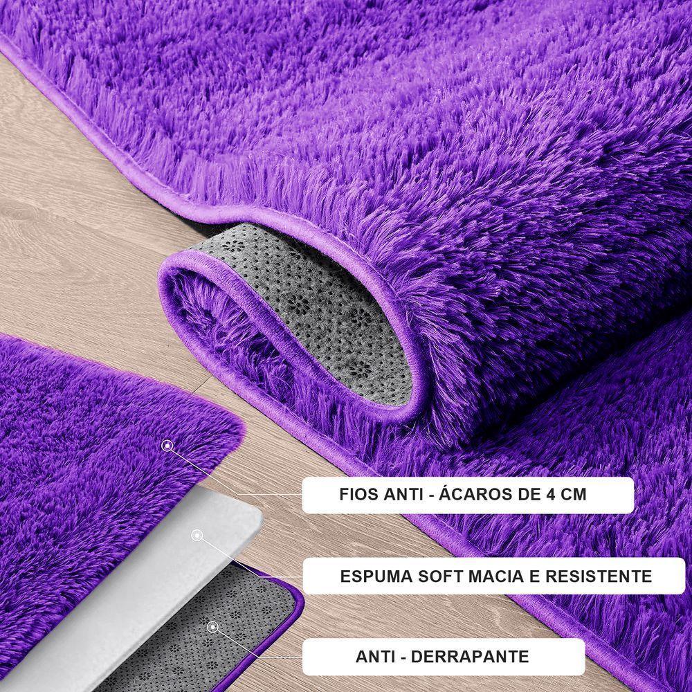 Tapete Passadeira Quarto Antiderrapante Roxo 50 X 140 Cm - 2