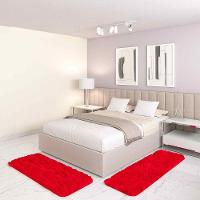 Jogo Tapete Passadeira Quarto 2 Uni Vermelho 50 X 140 Cm - 1