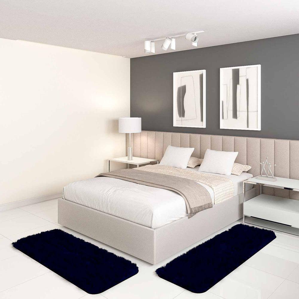 Jogo Tapete Passadeira Quarto 2 Uni Preto 50 X 140 Cm - 1