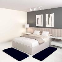 Jogo Tapete Passadeira Quarto 2 Uni Preto 50 X 140 Cm - 1