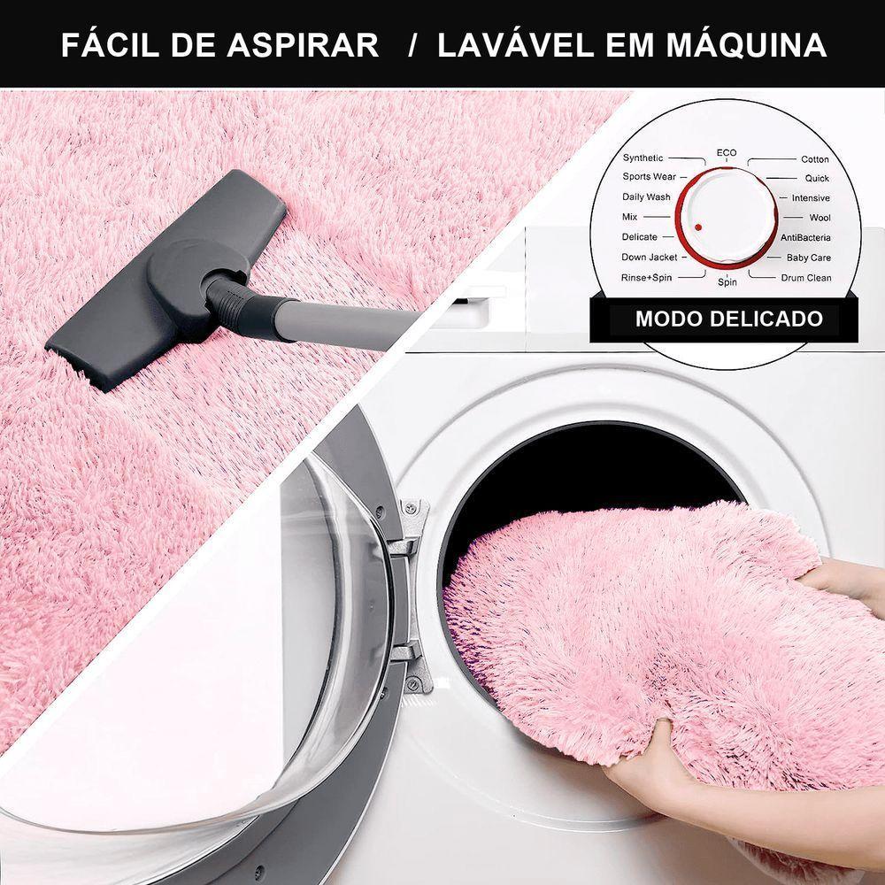 Tapete Passadeira Quarto Antiderrapante Rosa Bebe 50 X 140 Cm - 3