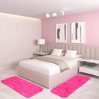 Jogo Tapete Passadeira Quarto 2 Uni Rosa 50 X 140 Cm - 1