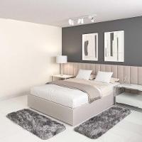 Jogo Tapete Passadeira Quarto 2 Uni Mescla Cinza 50 X 140 Cm - 1