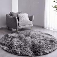 Tapete Sala Felpudo Peludo Mesclado Cinza Redondo 100 Cm - 1