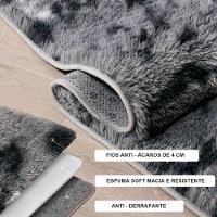 Tapete Sala Felpudo Peludo Mesclado Cinza Redondo 100 Cm - 3