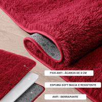 Passadeira Quarto Felpudo Peludo Vinho 60 X 180 Cm - 3