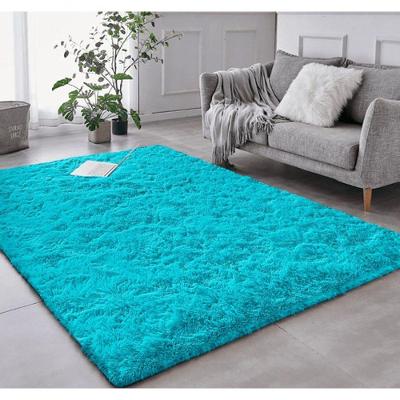 Tapete Sala Felpudo Peludo Turquesa 200 X 200 Cm