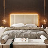 Cabeceira Estofada Cama Box Casal Com Led Splend 140 Cm Linho Bege - 6