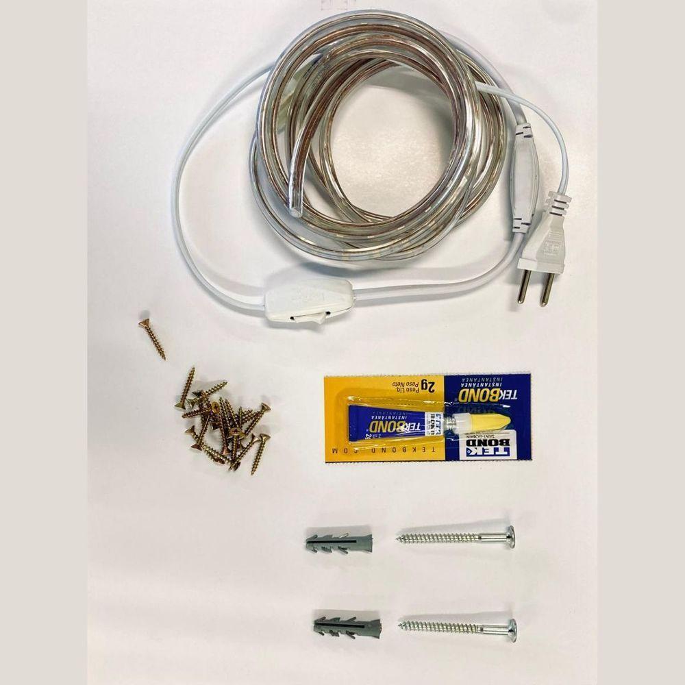 Cabeceira Estofada Iluminação Led Stella Cama King Size 200 Cm Buclé Bege - 5