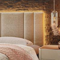 Cabeceira Estofada Cama Casal King Size Led Splend 200 Cm Linho Bege - 3