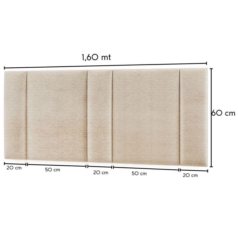 Cabeceira Estofada Iluminação Led Stella Cama Queen Size 160cm Linho Bege - 3