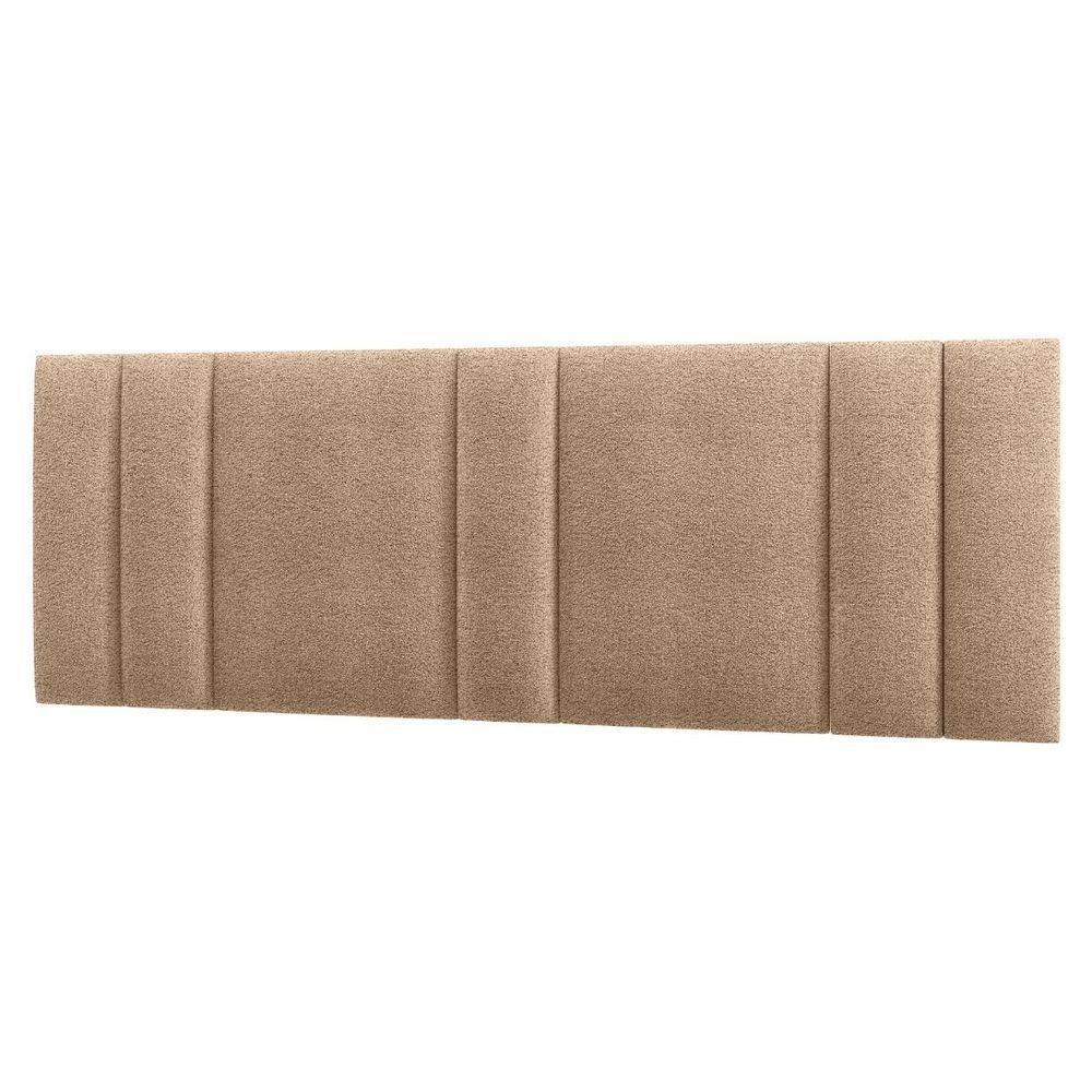 Cabeceira Estofada Cama Casal King Size Led Splend 200 Cm Buclé Bege - 10