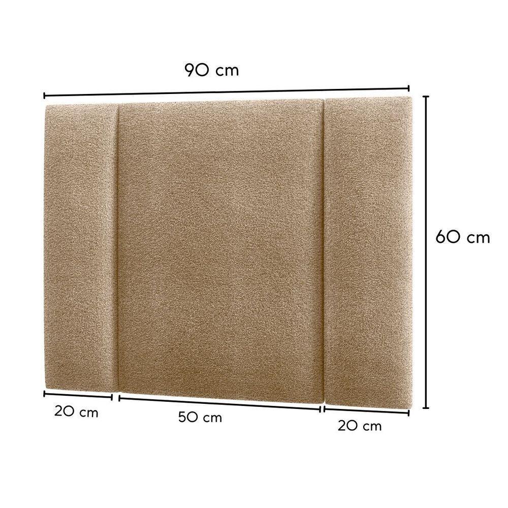 Cabeceira Estofada Iluminação Led Stella Cama Solteiro 90 Cm Buclé Bege - 3