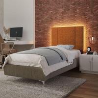 Cabeceira Estofada Cama Box Solteiro Com Led Splend 90 Cm Buclé Terracota - 1