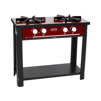 Fogão Industrial Esmaltado Baixa Pressão Gás Bravo 2 Bocas Br2b Vr - Venâncio Vermelho Vermelho