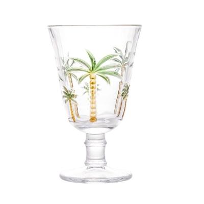 Taça De Cristal Palm Hand Tree Coqueiro Transparente Para água Lyor 240ml