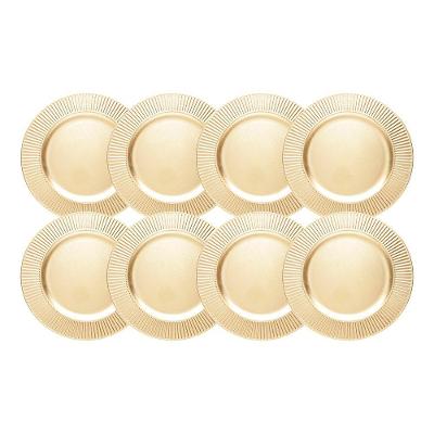 Jogo 8 Sousplat De Mesa Redondo Primer Dourado Plástico Lyor 33cm