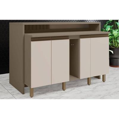 Bancada Ilha Cozinha Balcão Gourmet Connect C/ 3 Portas 145cm - Henn Duna/cristal - Henn