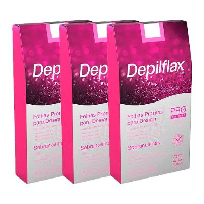 Folha De Cera Fria Kit 60un Prontas Depilação Facial Design Sobrancelhas Rosa Modelagem Depilflax