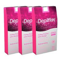 Folha De Cera Fria Kit 60un Prontas Depilação Facial Design Sobrancelhas Rosa Modelagem Depilflax - 1
