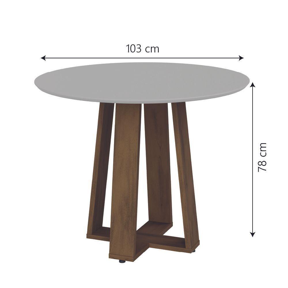 Conjunto De Mesa Sala De Jantar Athenas Redonda 1,03m 4 Cadeiras Trieste Cedro Off White Chumbo - 5