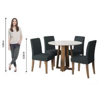 Conjunto De Mesa Sala De Jantar Athenas Redonda 1,03m 4 Cadeiras Trieste Cedro Off White Chumbo - 3