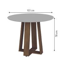 Conjunto De Mesa Sala De Jantar Athenas Redonda 1,03m 4 Cadeiras Trieste Cedro Off White Chumbo - 5