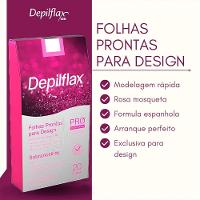 Folha De Cera Fria Kit 80un Prontas Depilação Facial Design Sobrancelhas Rosa Modelagem Depilflax - 3