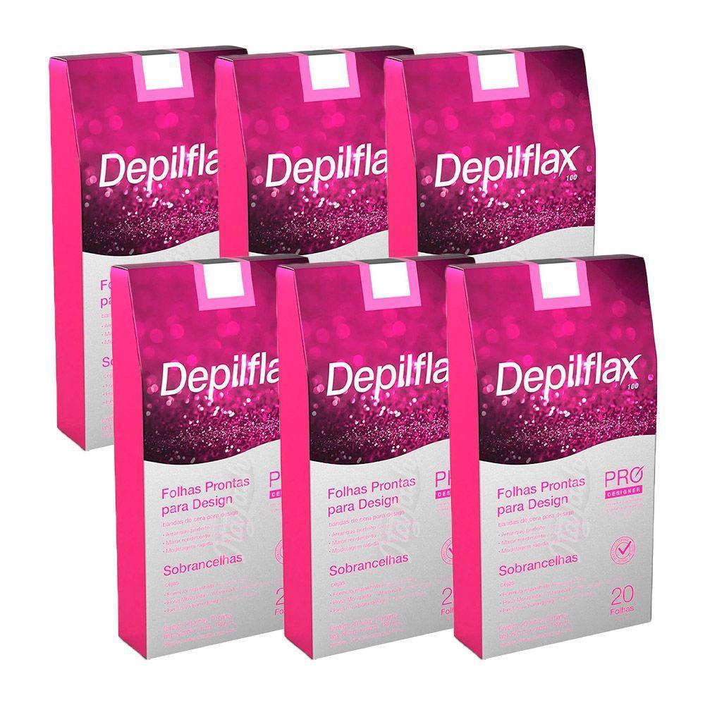 Folha De Cera Fria Kit 120un Prontas Depilação Facial Design Sobrancelhas Rosa Modelagem Depilflax - 1