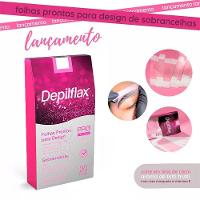 Folha De Cera Fria Kit 120un Prontas Depilação Facial Design Sobrancelhas Rosa Modelagem Depilflax - 2