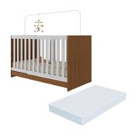 Berço 3 Em 1 Com Colchão Incluso Doce De Leite Multimóveis Madeirado Branco - 1