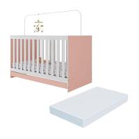 Berço 3 Em 1 Com Colchão Incluso Doce De Leite Multimóveis Rosa - 1