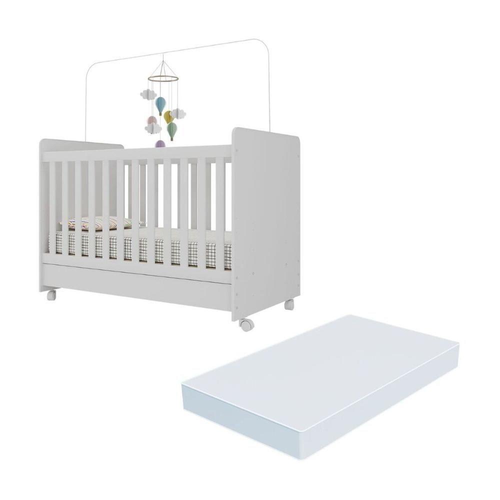 Berço Americano 3 Em 1 Com Colchão Incluso Chantilly Multimóveis Branco - 1