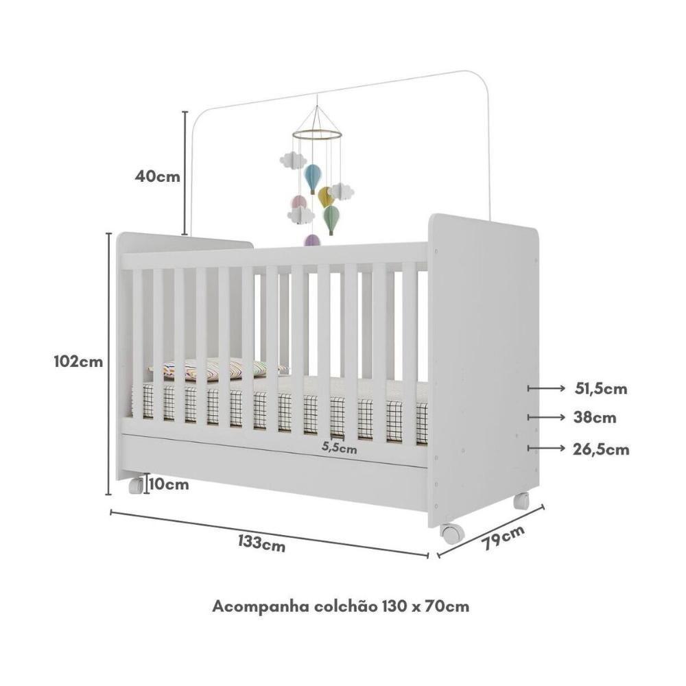 Berço Americano 3 Em 1 Com Colchão Incluso Chantilly Multimóveis Branco - 2