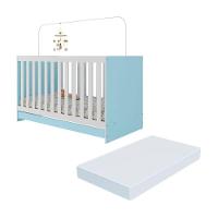 Berço 3 Em 1 Com Colchão Incluso Doce De Leite Multimóveis Azul - 1