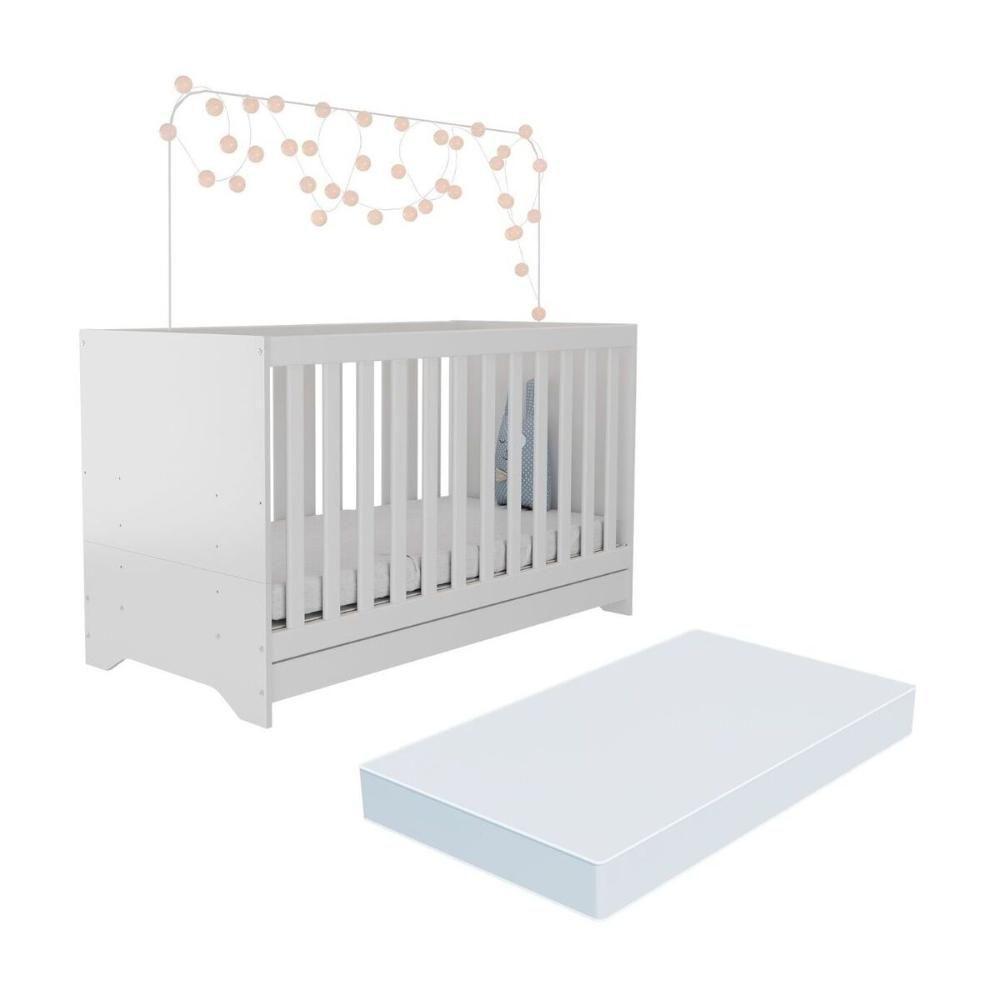 Berço 3 Em 1 Com Colchão Incluso Multimóveis Pipoca Branco - 1