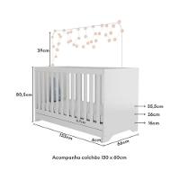 Berço 3 Em 1 Com Colchão Incluso Multimóveis Pipoca Branco - 2