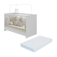 Berço 3 Em 1 Com Colchão Incluso Multimóveis Framboesa Branco - 1