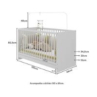 Berço 3 Em 1 Com Colchão Incluso Multimóveis Framboesa Branco - 2