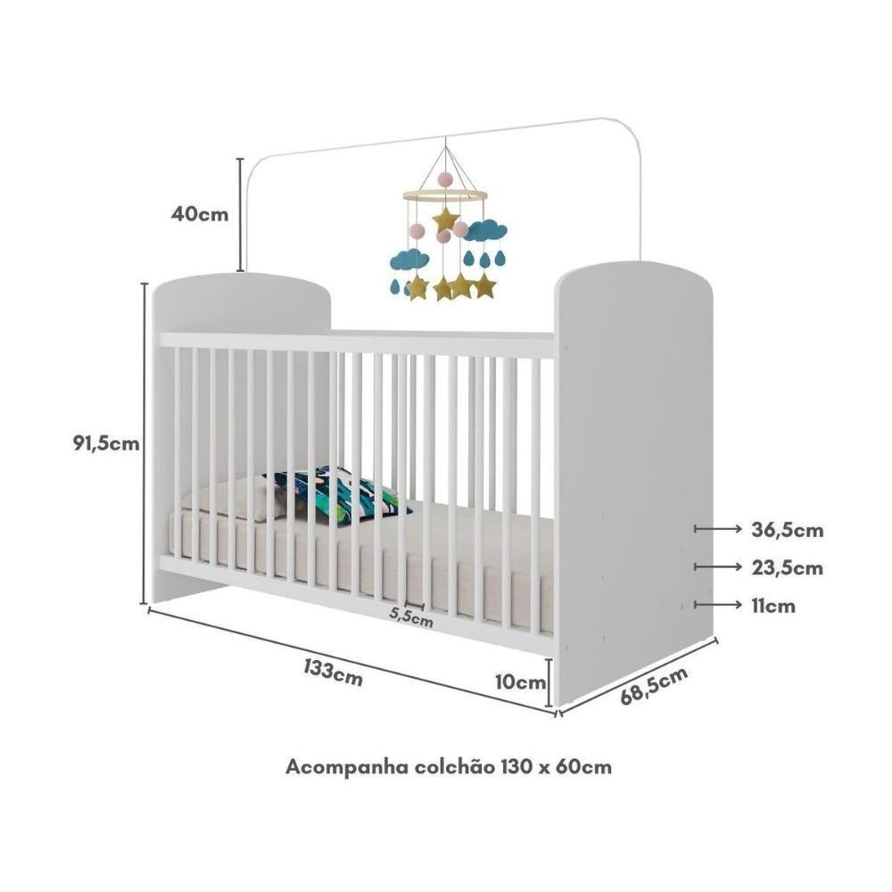 Berço Com Colchão Incluso Olaf Plus Multimóveis Branco - 2
