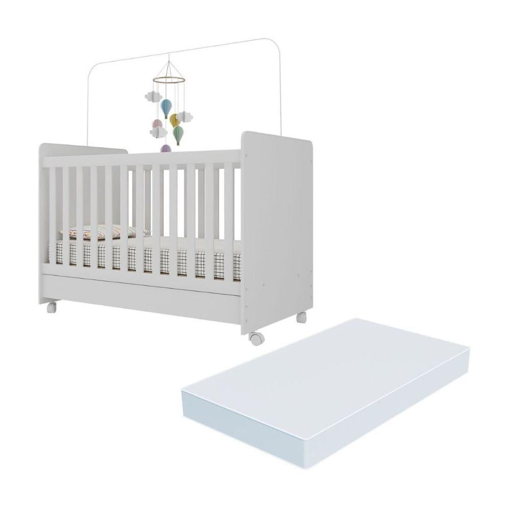 Berço Americano 3x1 Com Colchão Incluso E Rodízios P Multimóveis Branco - 1