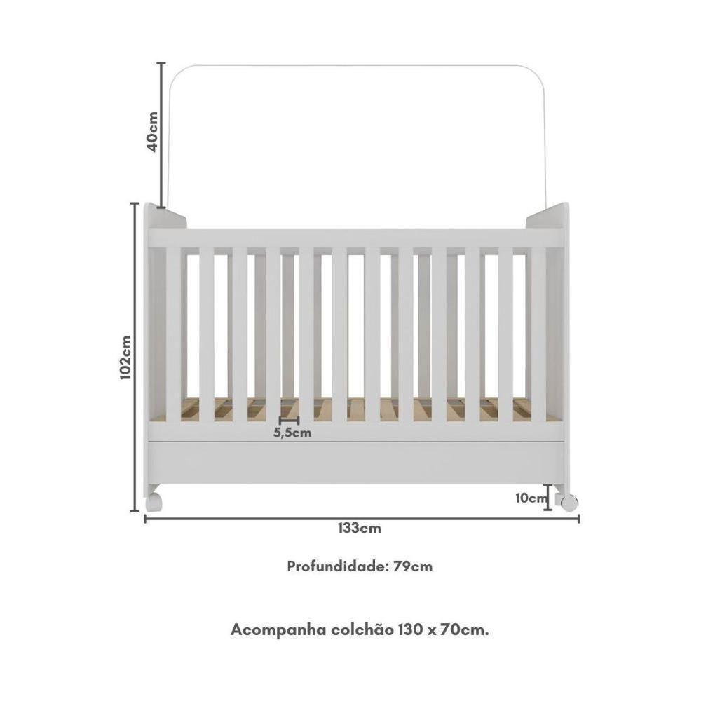 Berço Americano 3x1 Com Colchão Incluso E Rodízios P Multimóveis Branco - 2
